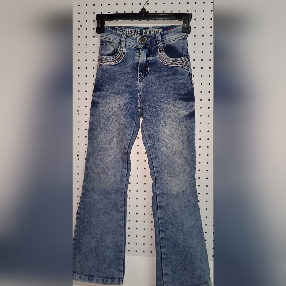 Texas Country Stretch Jeans Girls Size 12 Bootcut Western Jeans Embroidered...